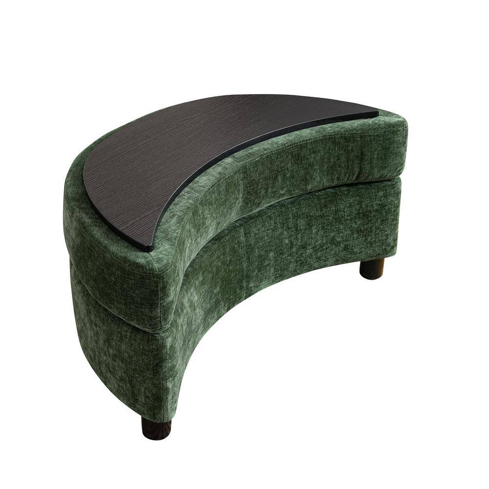 173h X 327 W X189d Green Chenille Upholstered Half Crescent Moon