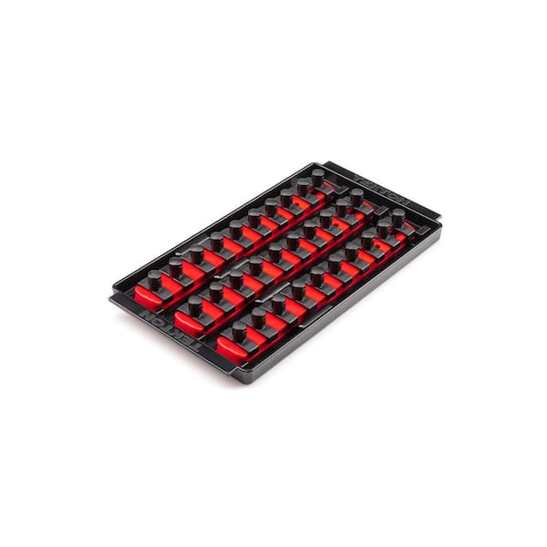 TEKTON 3/8 in. Drive 3-Rail Socket Organizer Set, Red (30-Tool)