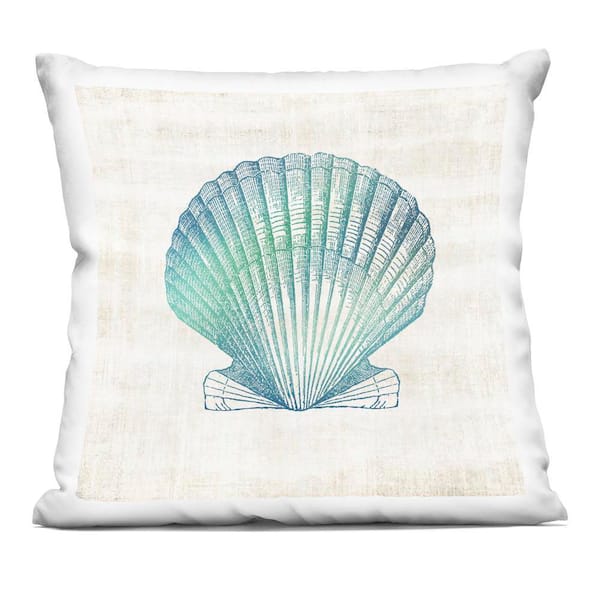 Gradient Clam Seashell Blue Abstract Polyester 18 in. x 18 in. Throw Pillow