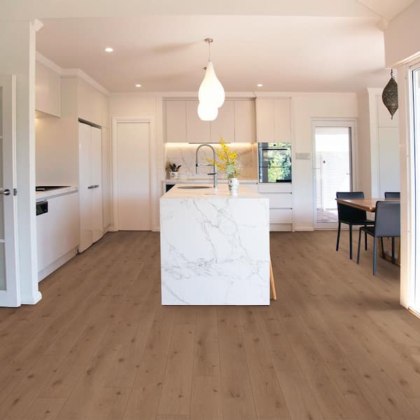 Athens Hill Oak 12mm T x 7.56 in. W Waterproof Laminate Wood Flooring (15.95 sq. ft./Case)