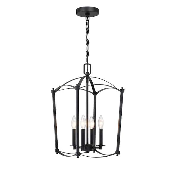 Hukoro Elegance 4-Light 12-in Matte Black Pendant Light