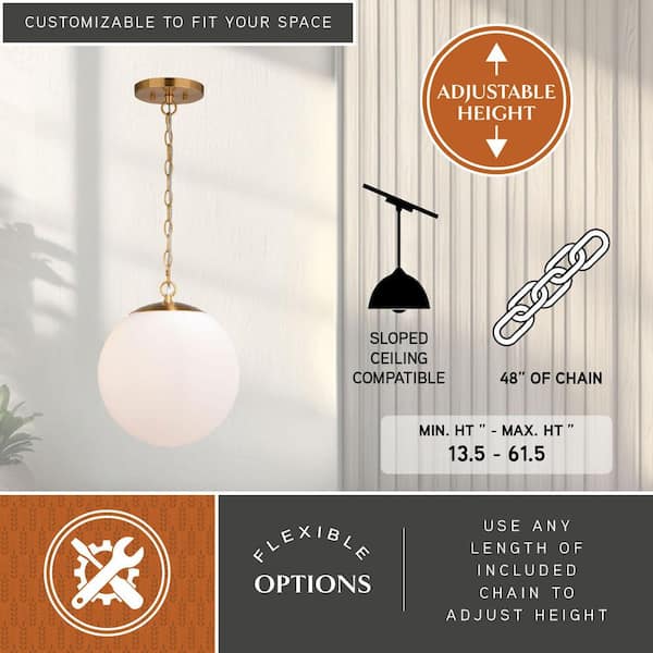 VAXCEL Linden 1-Light Gold Brass Mid-Century Modern Pendant