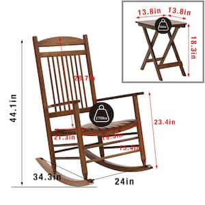 Wood Color Wooden Patio Outdoor Rocking Chair Set (3-Pieces)