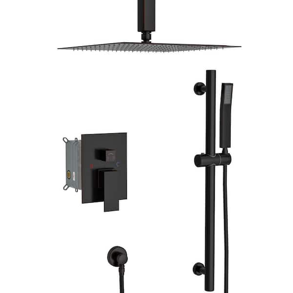 Unbranded Single Handle 1-Spray Ceiling Mount Shower Faucet 1.8 GPM with Pressure Balance in. Oil Rubbed Bronze(Valve Included)