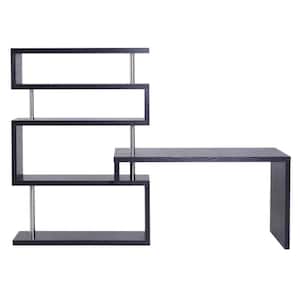 94.5 in. L-Shape Black Writing Computer Desk with 4-Level Shelves