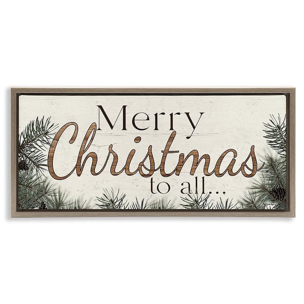 Woodland Christmas Typography by Susie Boyer 1-Piece Floater Frame Graphic Print Typography Art Print 25 in. x 11 in.