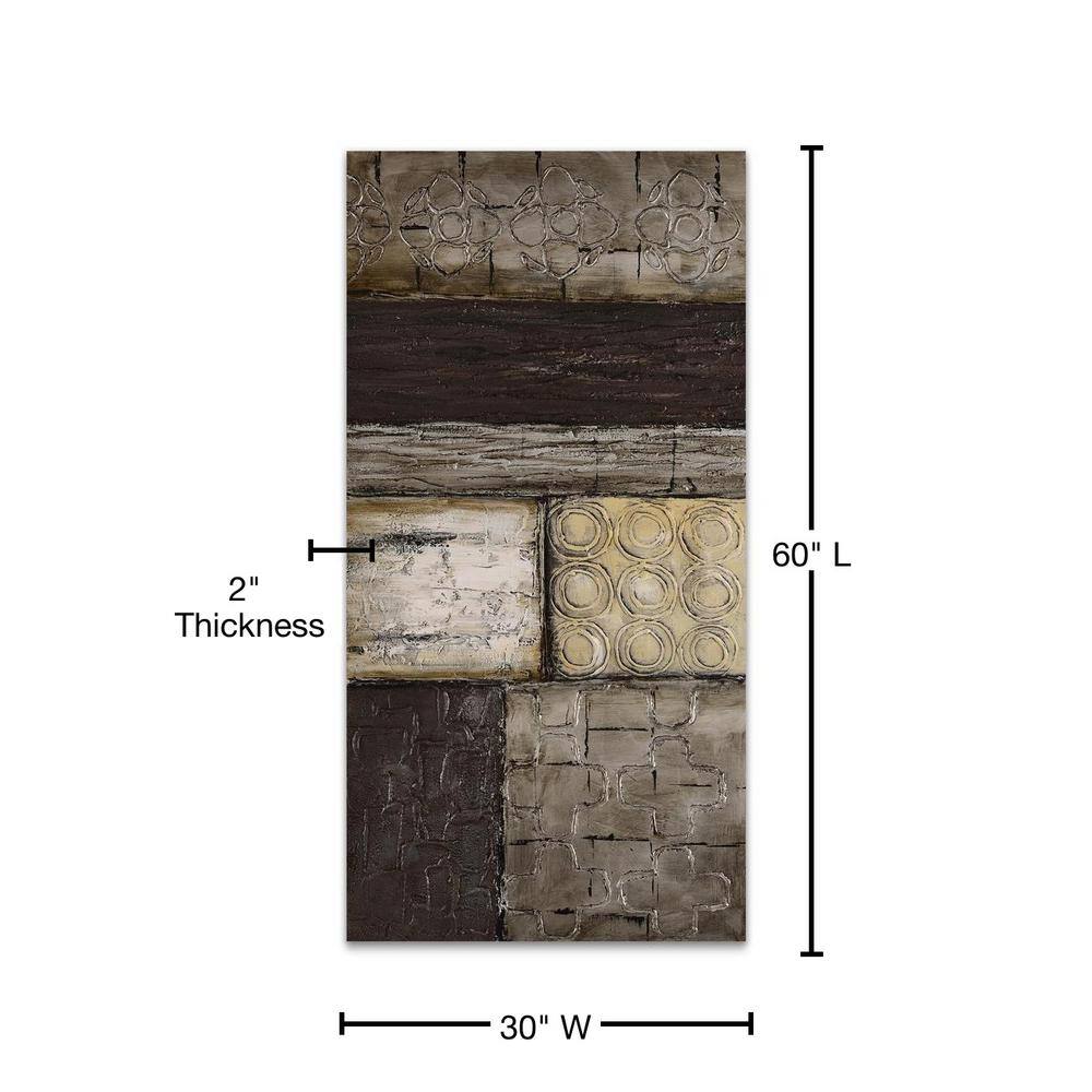 Large Gray and Brown Abstract Oil Canvas Artwork
