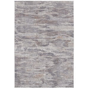 Taupe Tan and Orange 2 ft. x 3 ft. Abstract Area Rug