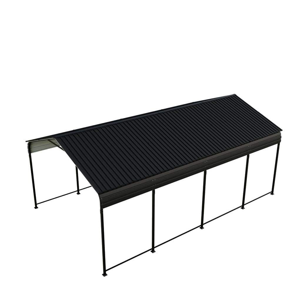 12 ft. W x 20 ft. D Black Carport Galvanized Steel Roof