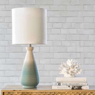 Magnolia 25 in. Green Coastal Table Lamp with Shade