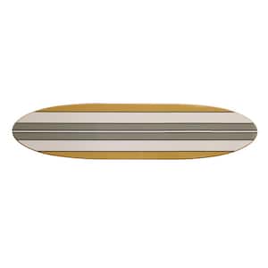 Black, White and Brown Striped Wood Surfboard Wall Art