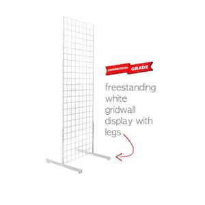 72 in. H x 24 in. W Grid Wall Panel Tower with T-Base Floorstanding Grid Wall Display Kit, White