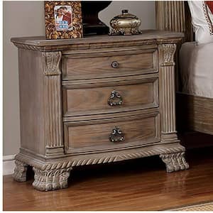 3-Drawer Montgomery Rustic Natural Night Stand 29.50 in. H x 17.50 in. W x 30 in. D