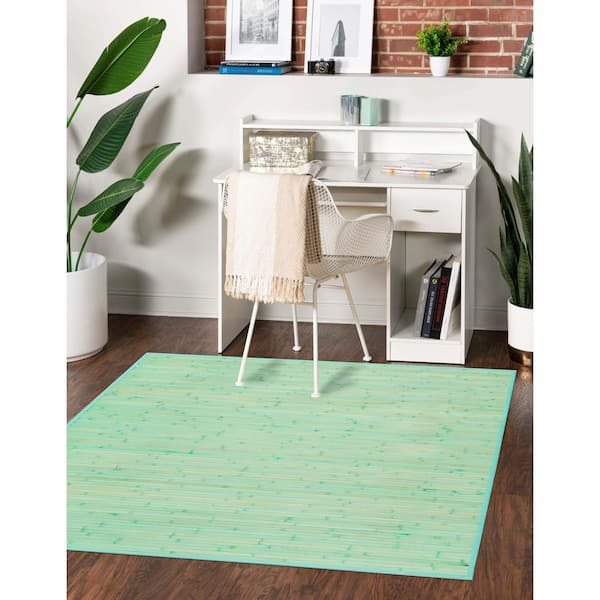 Bamboo Zhuzi Aqua 8 ft. x 8 ft. Square Area Rug