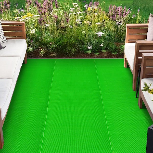 Luna Green 9 ft. x 12 ft. Solid Indoor/Outdoor Area Rug
