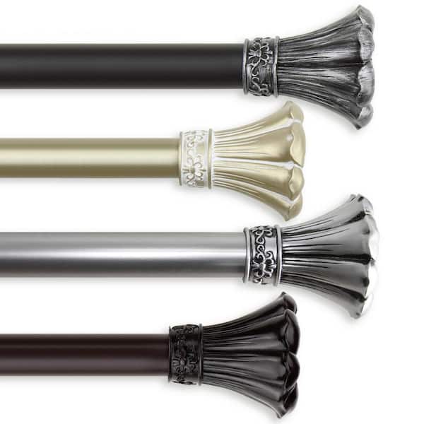 Rod Desyne Blossom 160 in. - 240 in. 1 in. Single Curtain Rod in Light Gold