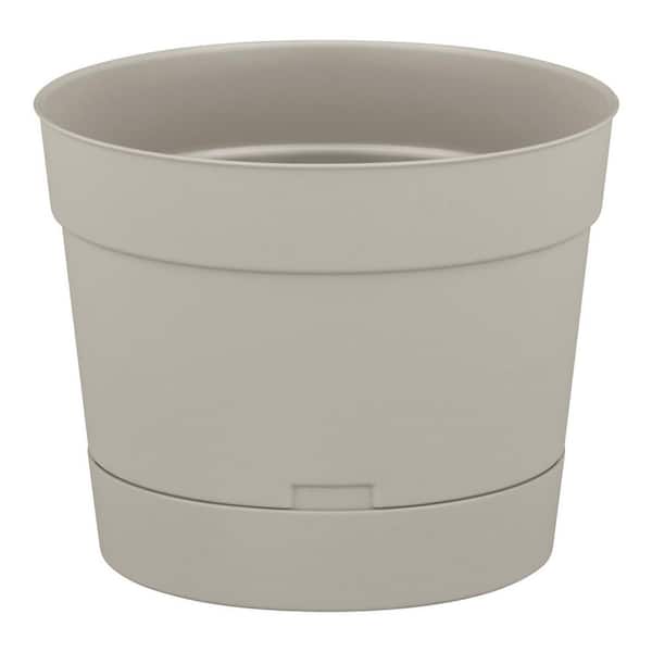 Copeland Small Grey Recycled Plastic Self-Watering Round Planter (6.21 in. W x 5.1 in. H)