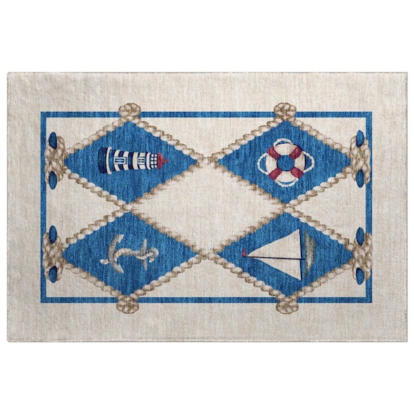 Dream Shag Premium Machine Washable Abstract ADS151 Ivory 2 ft. x 3 ft. Accent Rug