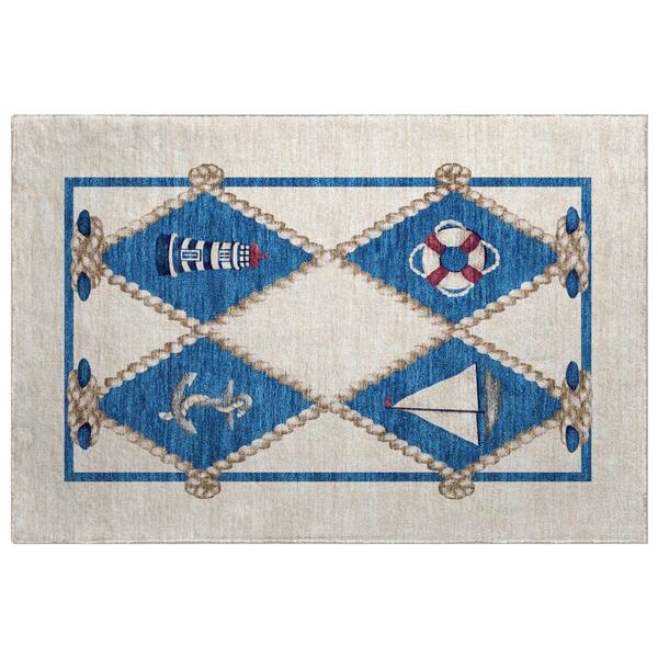 Dream Shag Premium Machine Washable Abstract ADS151 Ivory 3 ft. x 4 ft. Area Rug