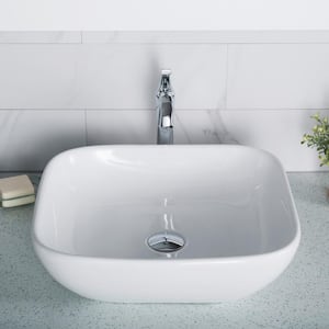 Elavo Soft Square Ceramic Vessel Bathroom Sink in White