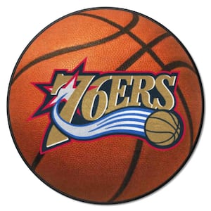 NBA Retro Philadelphia 76ers Orange 2 ft. Round Basketball Area Rug