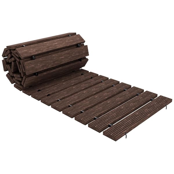 8 ft. x 17.5 in. Roll-Out Wooden Garden Pathway, Hardwood Walkway with Non-Slip Surface for Outdoor Landscaping (1-Pack)