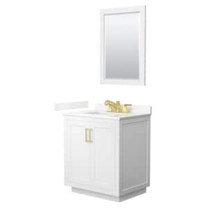 Miranda 30 in. W x 22 in. D x 33.75 in. H Single Bath Vanity in White with Giotto Qt. Top and 24 in. Mirror
