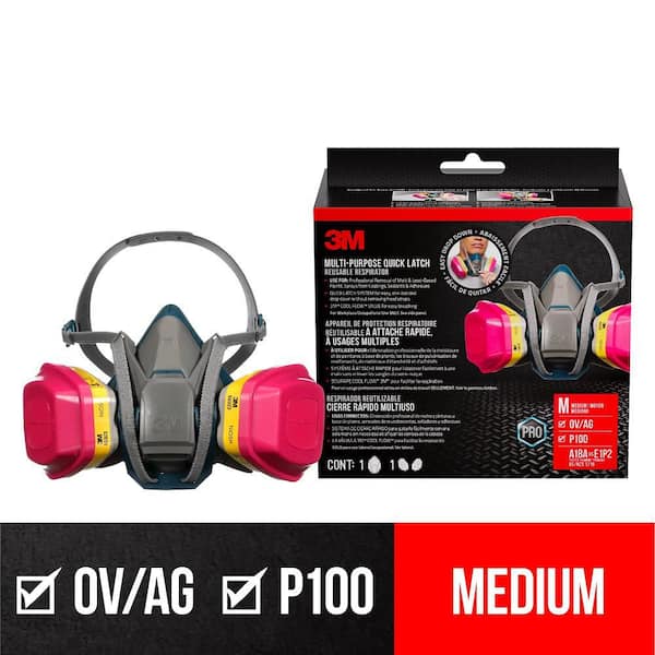 OV/AG P100 Pro Multi-Purpose Reusable Respirator with Quick Latch, Size Medium (Case of 4)