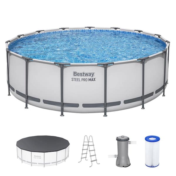 Steel Pro MAX 15 ft. Round 48 in. Deep Metal Frame Pool Set