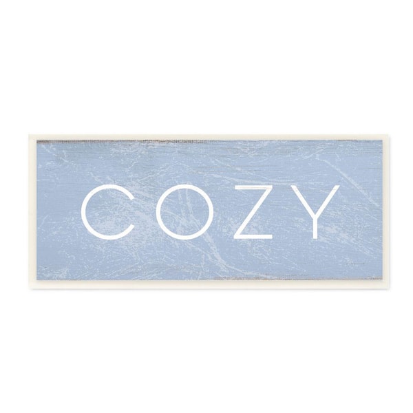 Stupell Industries "Cozy Text Charming Distressed Blue Paint" by Daphne Polselli Unframed Typography Wood Wall Art Print 7 in. x 17 in.