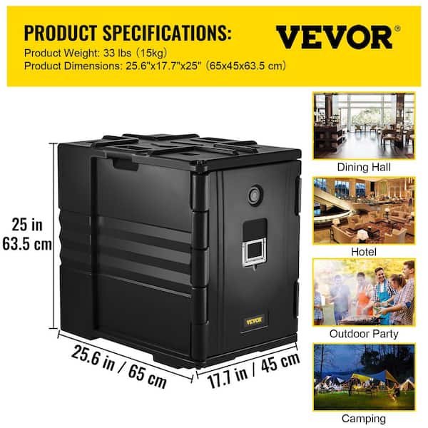 VEVOR Insulated Food Pan Carrier 82 Qt Hot Box for Catering, LLDPE