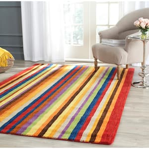 Himalaya Red/Multi 4 ft. x 4 ft. Square Striped Area Rug