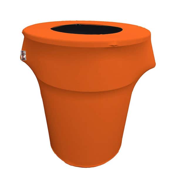 LA Linen Round Orange Stretch for 55 Gal. Trash Can Cover