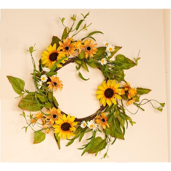 22 In. Artificial Sunflower Wreath 1230 - The Home Depot