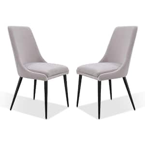 Gray Fabric Sleek Metal Legs Dining Chair (Set of 2)