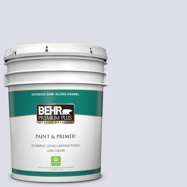 BEHR PREMIUM PLUS 5 gal. #640C-1 Hosta Flower Semi-Gloss Enamel Low Odor Interior Paint & Primer