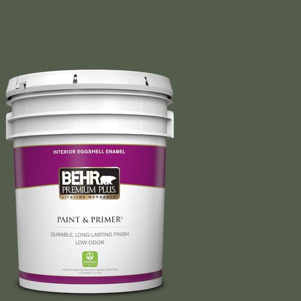BEHR PREMIUM PLUS 5 gal. #430F-7 Windsor Moss Eggshell Enamel Low Odor Interior Paint & Primer