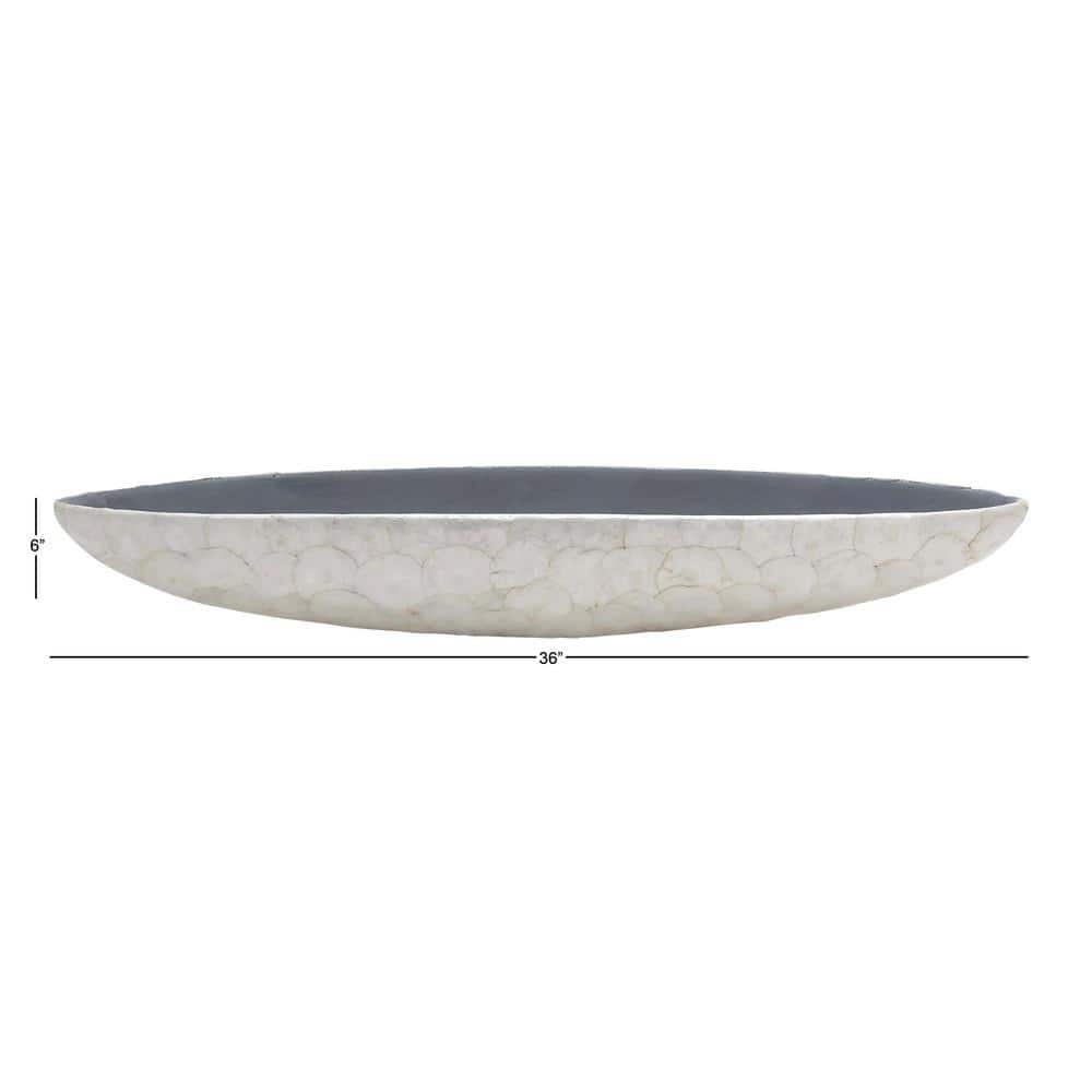 White Oval Resin Decorative Bowl with Capiz Shell