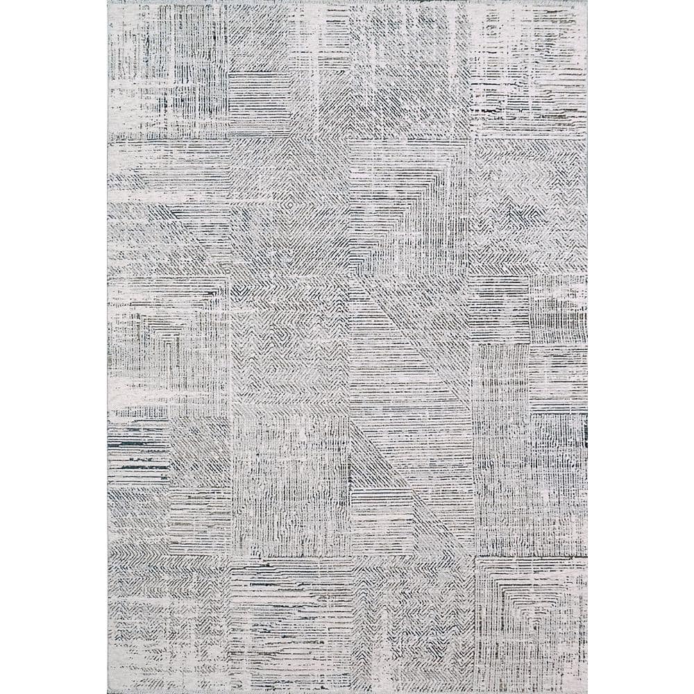 Dynamic Rugs Carson 5 ft. 3 in. X 7 ft. 10 in. Ivory/Blue Geometric ...