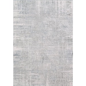 Carson Ivory/Blue 2 ft. 3 in. X 7 ft. 7 in. Geometric Indoor Area Rug