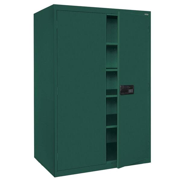 Sandusky Elite Series 78 in. H x 46 in. W x 24 in. D 5-Shelf Steel Keyless Electronic Handle Storage Cabinet in Forest Green