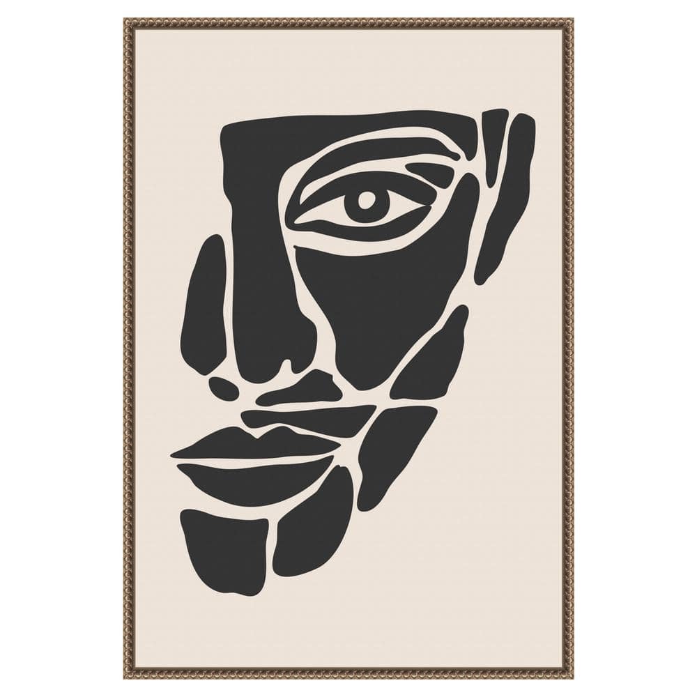 33"x23" Monochrome Abstract Face Beaded Canvas Art