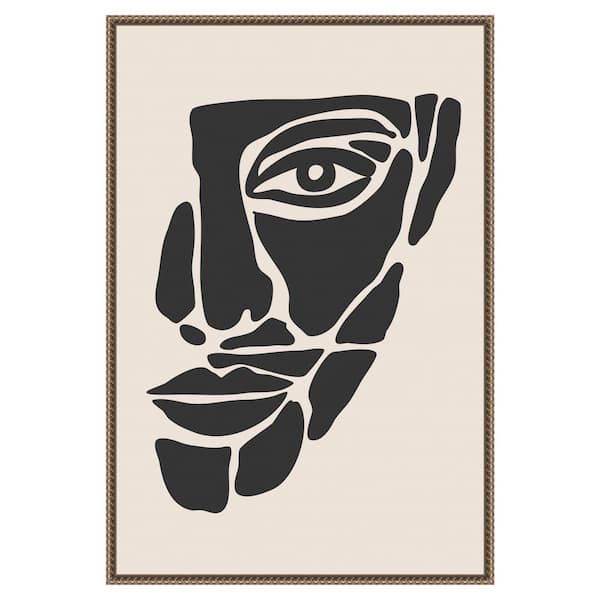 Amanti Art "Abstract Face Series #2" by Jay Stanley 1-Piece Floater Frame Giclee Abstract Canvas Art Print 33 in. x 23 in.