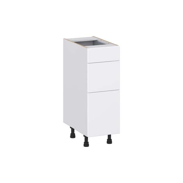 J COLLECTION Fairhope Bright White Slab Assembled Vanity Drawer Base Cabinet with 3 Drawers (24 in. W x 34.5 in. H x 21 in. D)