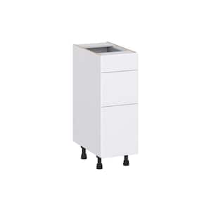 Fairhope Bright White Slab Assembled Vanity Drawer Base Cabinet with 3 Drawers (12 in. W x 34.5 in. H x 21 in. D)
