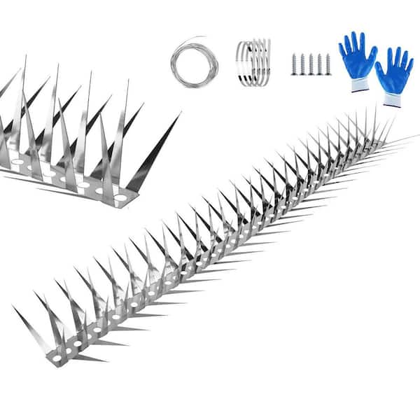 4.72 in. 3.94 in. Stainless Steel Bird Spike Deterrent 12-Pack Anti Climb Squirrel Raccoon Snake Baffle Versatile