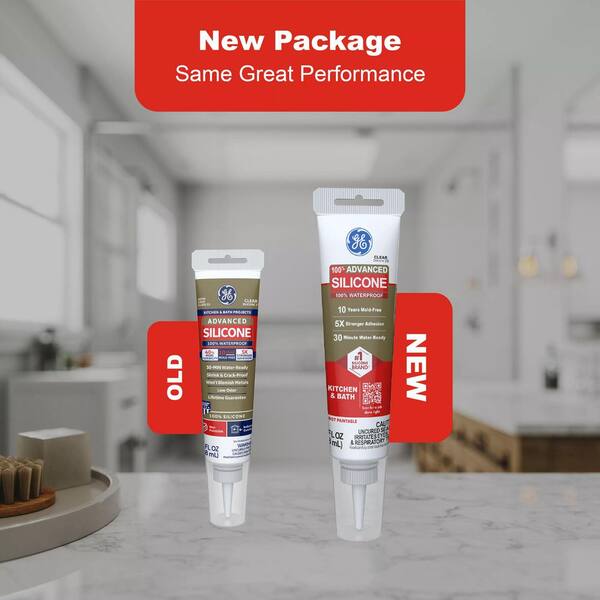 GE Advanced Silicone 2-Caulk 2.8 oz. Kitchen and Bath