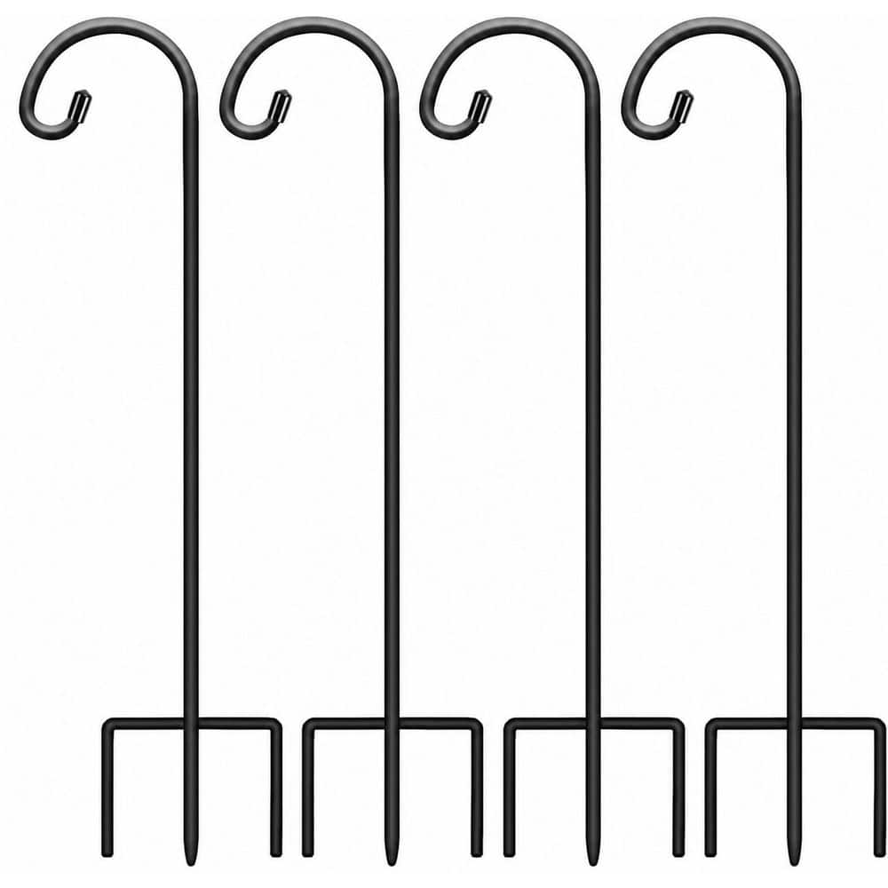 32 in Matte Black Steel Adjustable Shepherds Hooks with 4 Hooks 4 Pack for Outdoor Hanging Plants Lanterns price history on PriceWatchPro