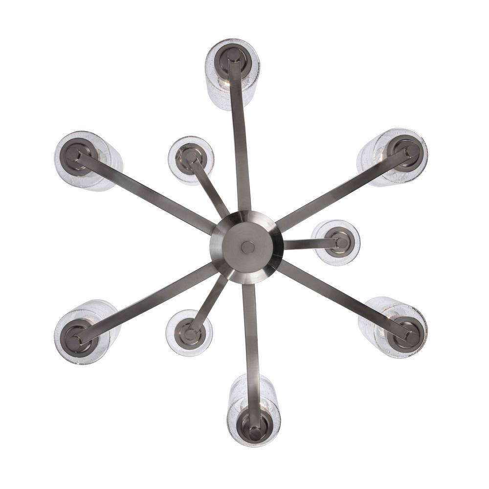 Simi Modern Brushed Nickel 9-Light Chandelier with Seeded Glass Shades