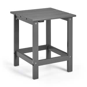 Gray Square Wood 18 in. Outdoor Coffee Table Side End Table Suitable for Garden Patio Balcony